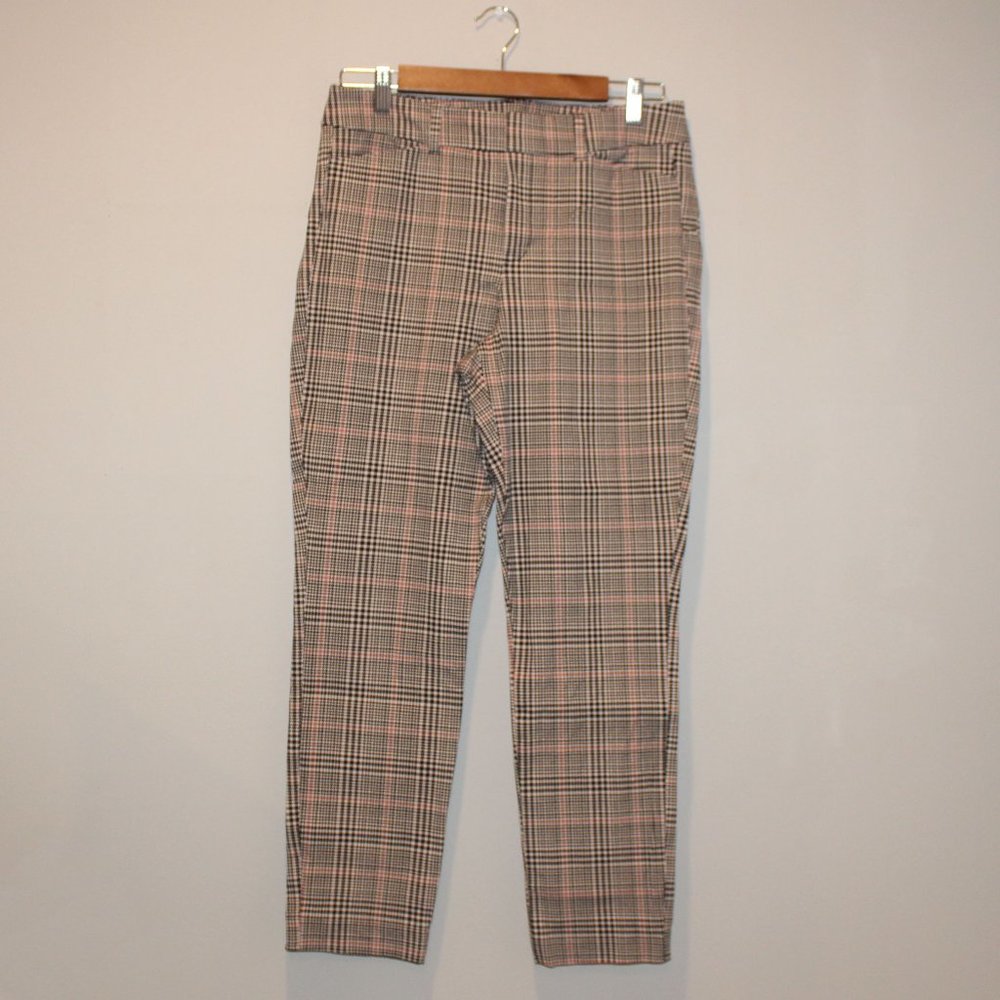 Old Navy High-Rise B&W Pink Plaid Skinny Ankle Pixie Pants